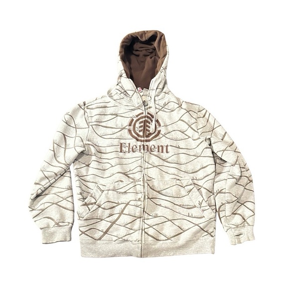 Element Other - Vintage Element Cream and Brown Wave Hoodie